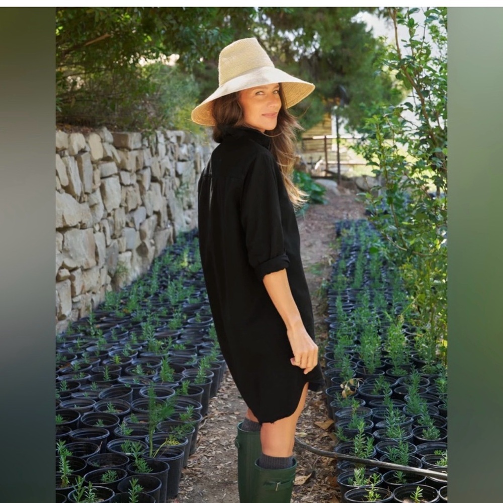 Frank & Eileen Mary Dress Heritage Jersey Black Cotton Button Down Shirt Dress M - Picture 2 of 13